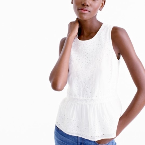 J. Crew Tops - J.Crew Eyelet Ruffle Hem Top